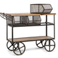 Retro Wooden Kitchen Island Trolley on Wheels with Storage Drawers