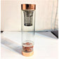 Rose Gold Crystal Bottle with Gemstone Base and Tea Infuser