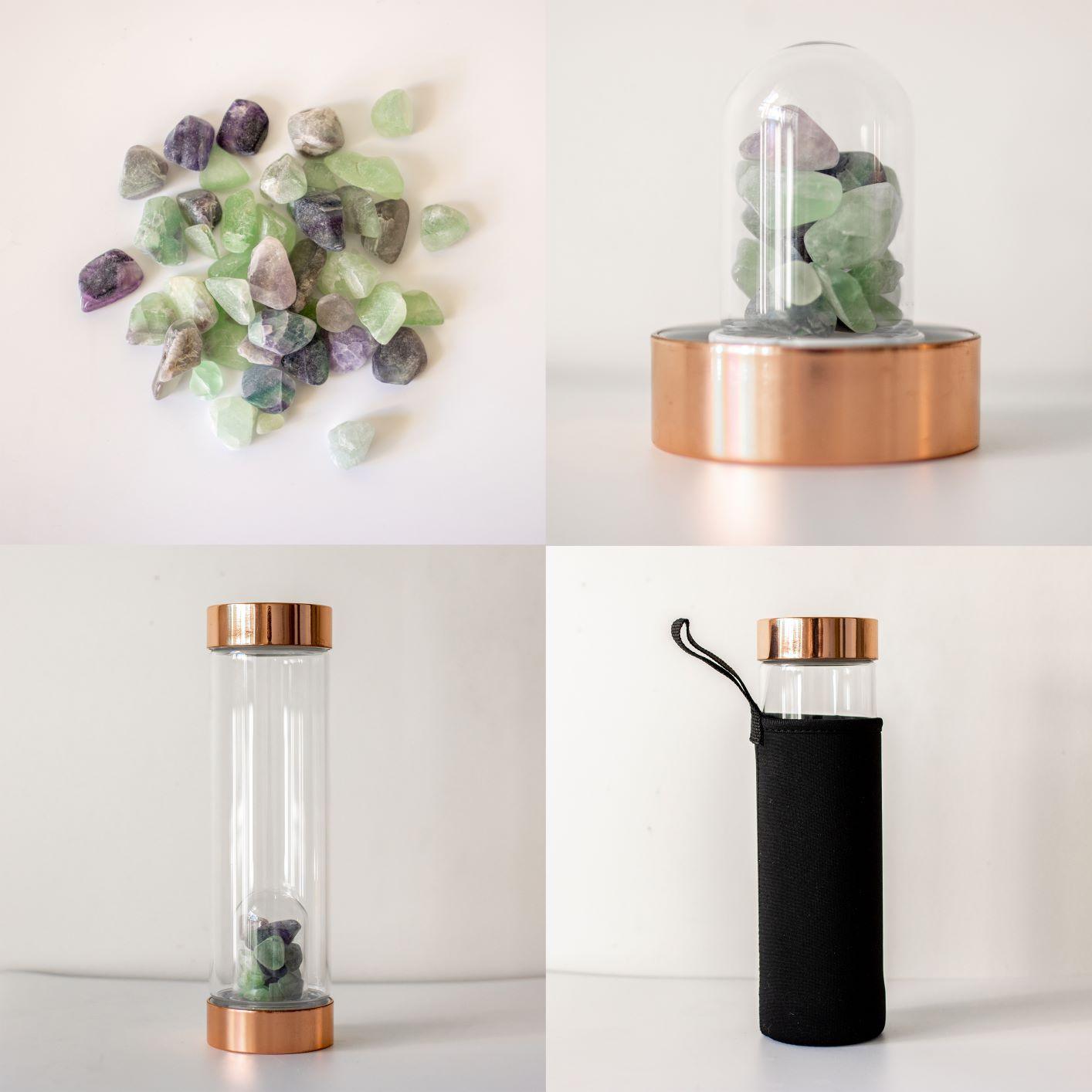 Rose Gold Crystal Drinking Bottle - 550ml with Gemstone Pod